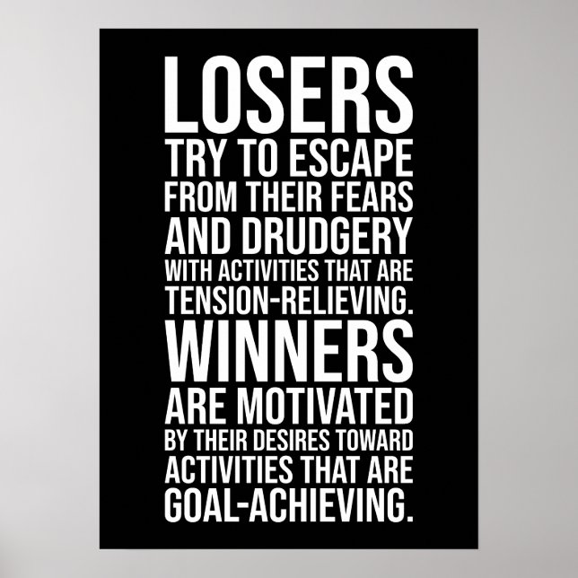 Losers vs Winners - Gym, Hustle, Success Poster (Front)