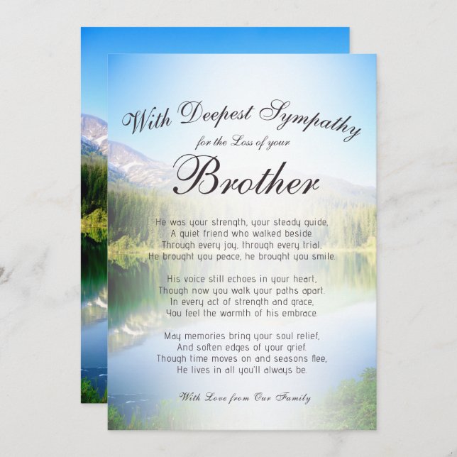 Losing a Brother Memorial  Card (Front/Back)