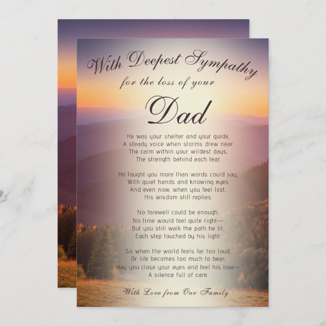 Losing a Dad Memorial  Card (Front/Back)
