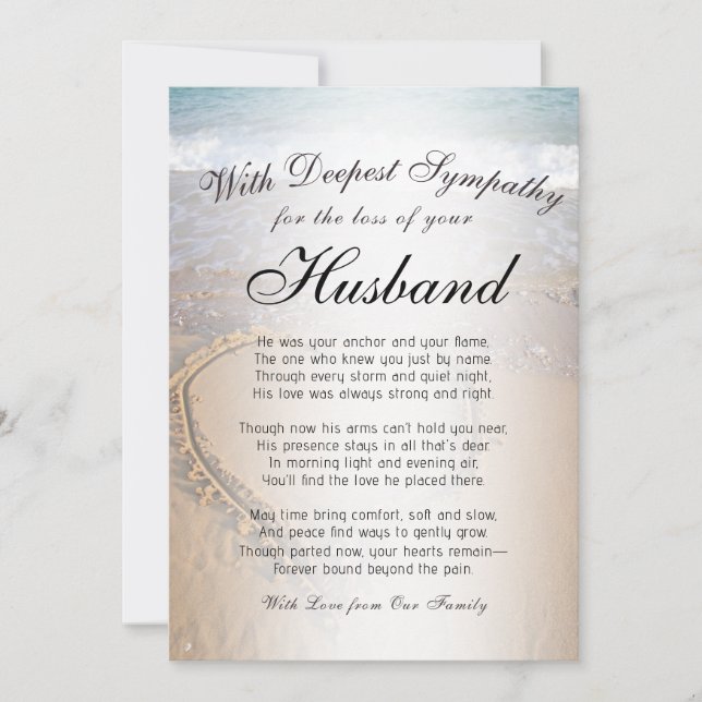 Losing a Husband Memorial  Card (Front)