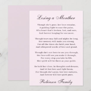 Losing a Mother Poem Card