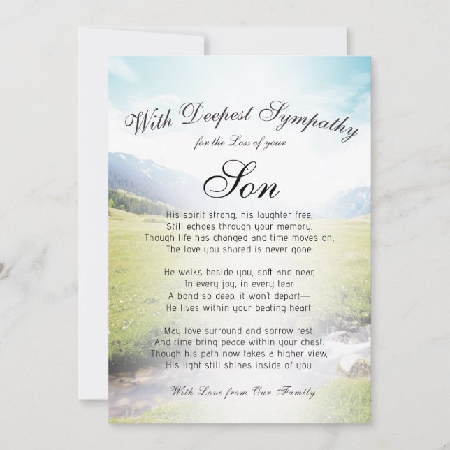 Losing a Son Memorial  Card (Front)