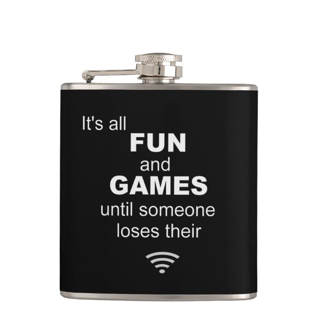 Losing WiFi Internet Hip Flask - Black (Front)