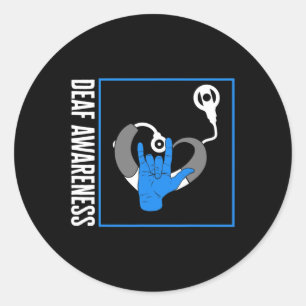 Loss Awareness Deaf Cochlear Implant Asl Hearing D Classic Round Sticker