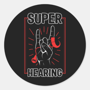 Loss Awareness Super Hearing Cochlear Implant Asl  Classic Round Sticker