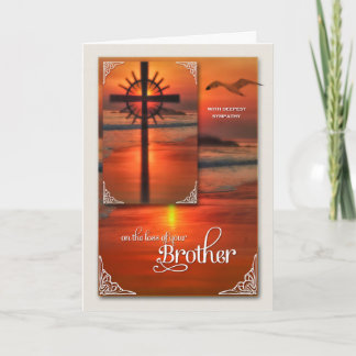 Loss of a Brother Sympathy Sunset Cross Beach Card