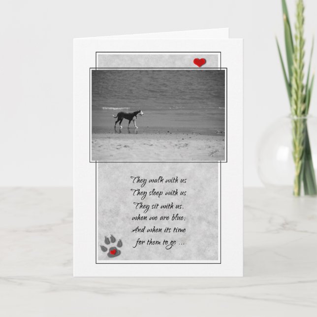 Loss of a Dog Pet Sympathy Beach Theme Card (Front)