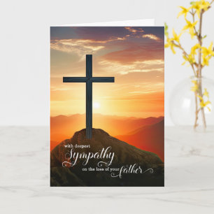 Loss of a Father Sympathy Sunset Cross Mountains Card