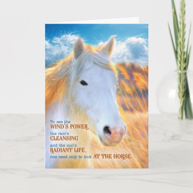 Loss of a Horse Pet Sympathy - Painted White Pony Card (Front)