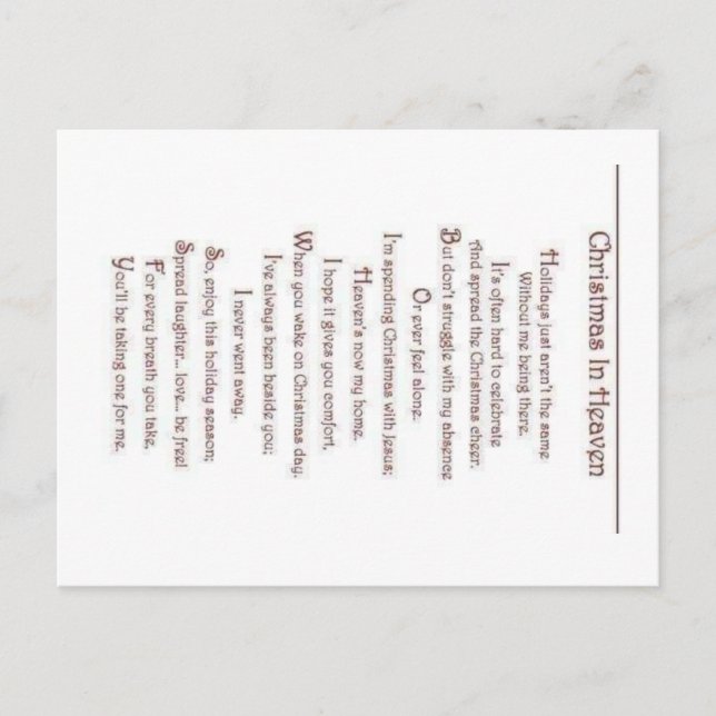 Loss of a Loved One Postcard (Front)