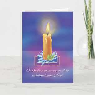 Loss of Aunt First Anniversary Religious Candle Card