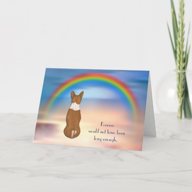 Loss of Basenji Dog Rainbow Sympathy Card (Front)