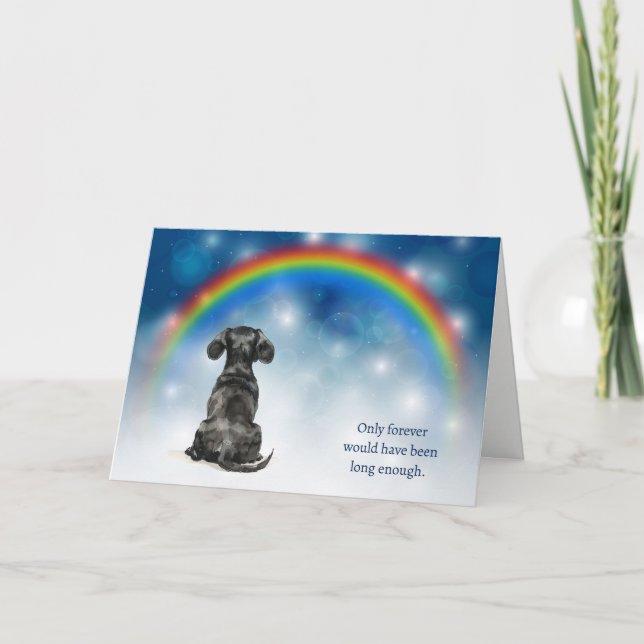 Loss of Black Dachshund Dog Night Lights Sympathy Holiday Card (Front)