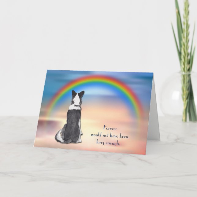 Loss of Border Collie Rainbow Sympathy Card (Front)