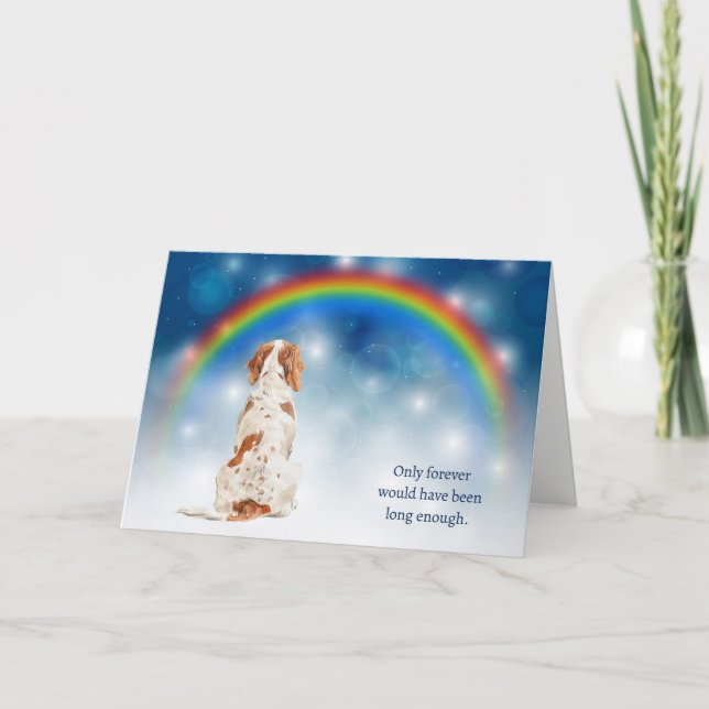 Loss of Brittany Dog Night Lights Sympathy Holiday Card (Front)