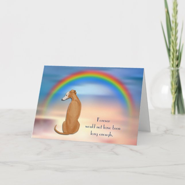 Loss of Brown Whippet Dog Rainbow Sympathy Card (Front)