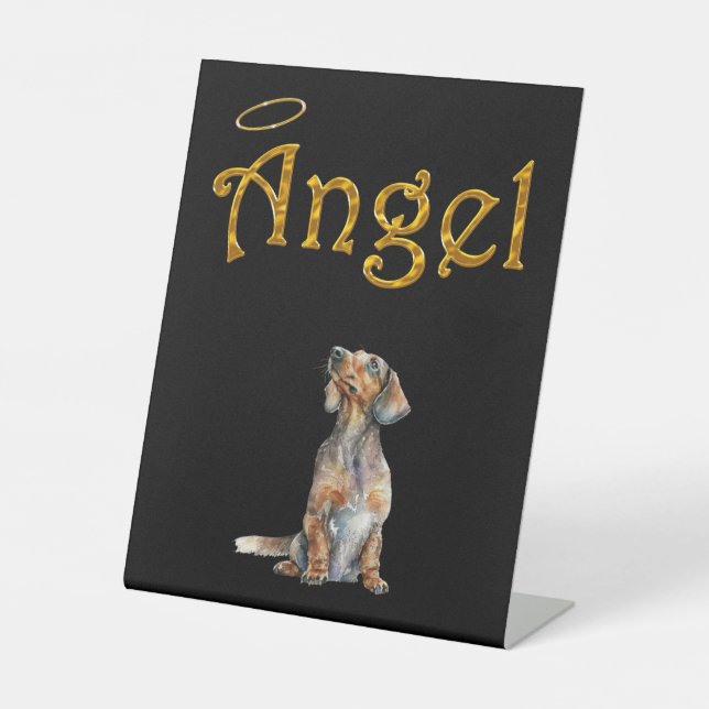 Loss of Dog Angel Dachshund Desk Sign (Front)