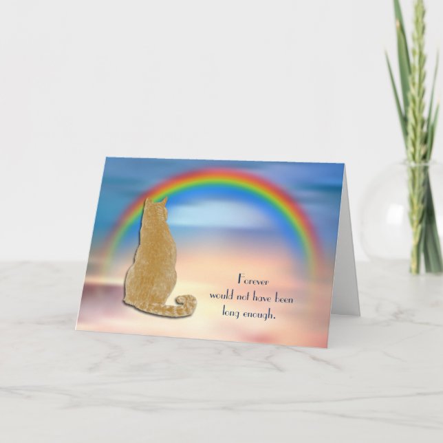 Loss of Ginger Cat Rainbow Sympathy Card (Front)