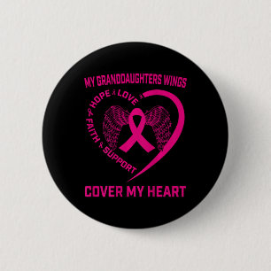 Loss Of Granddaughter Breast Cancer Heart Wings Ck 2 Inch Round Button