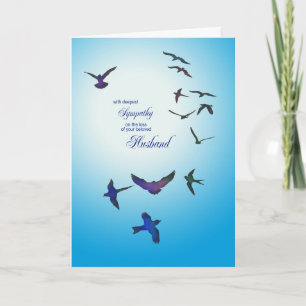 Loss of husband, sympathy card, flying birds card