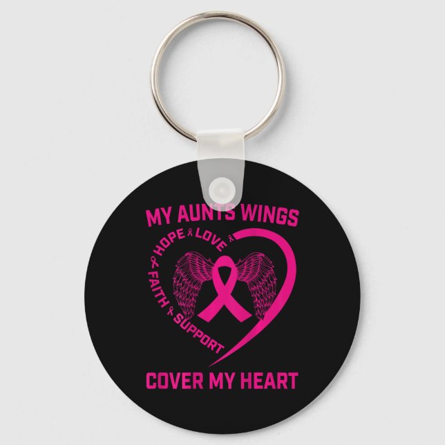 Loss Of Loved One Aunt Breast Cancer Awareness Ck  Keychain (Front)
