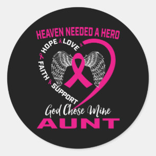 Loss Of Loved One Pink Aunt Breast Cancer Awarenes Classic Round Sticker