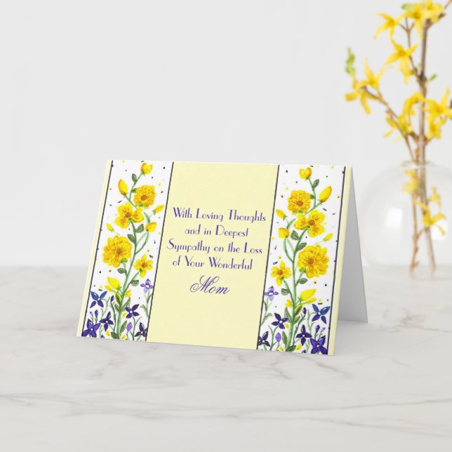 Loss of Mom Yellow Purple Flowers Sympathy Card (Yellow Flower)