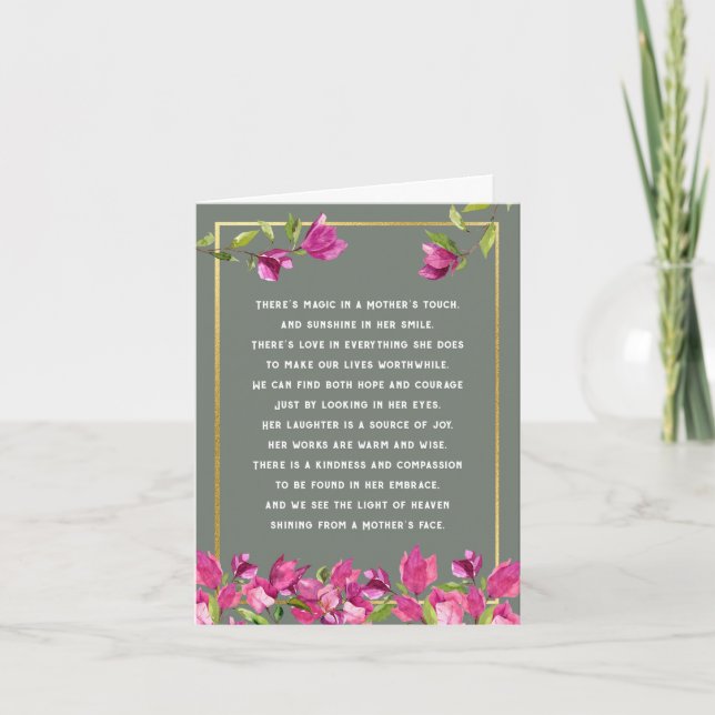 Loss of Mother or Mom Poem Floral Sympathy Card (Front)