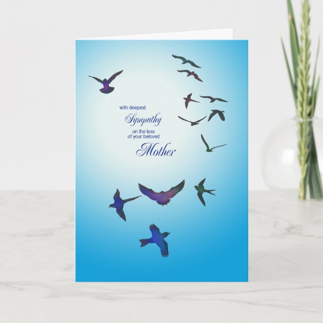 Loss of mother, sympathy card, flying birds card (Front)
