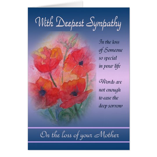 Loss Of Mother With Deepest Sympathy Greeting Card Zazzle