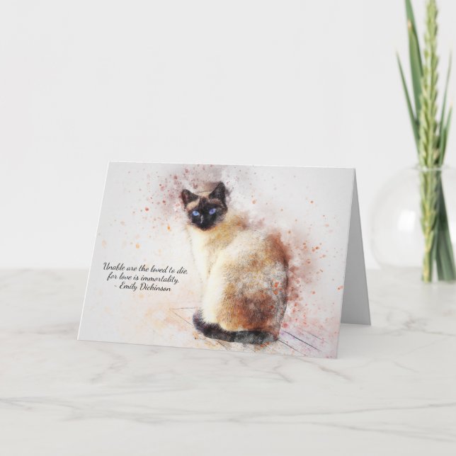 Loss of Pet Cat (Siamese) Custom Sympathy Card (Front)