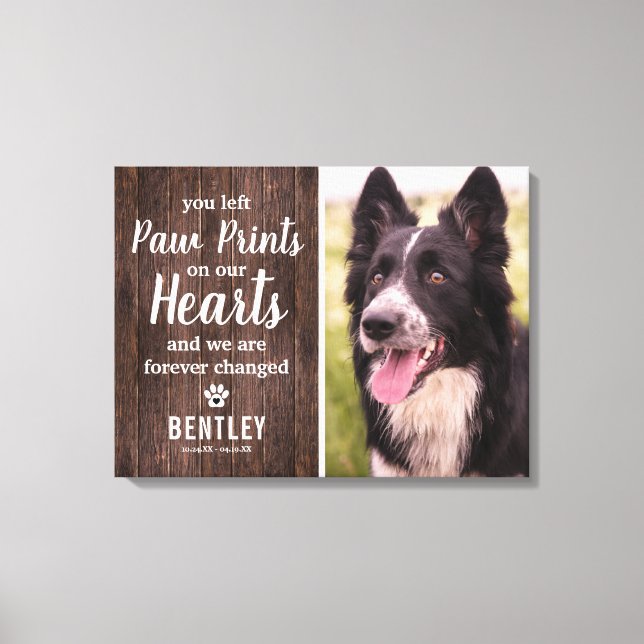 Loss of Pet Gift | Rustic Photo Pet Memorial Canvas Print (Front)