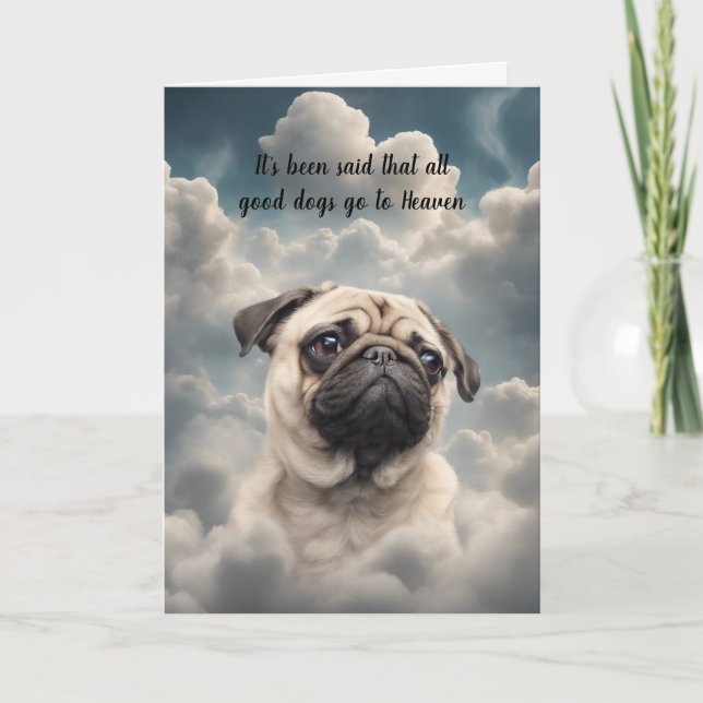 Loss of Pug Dog Heaven Sympathy Card (Front)