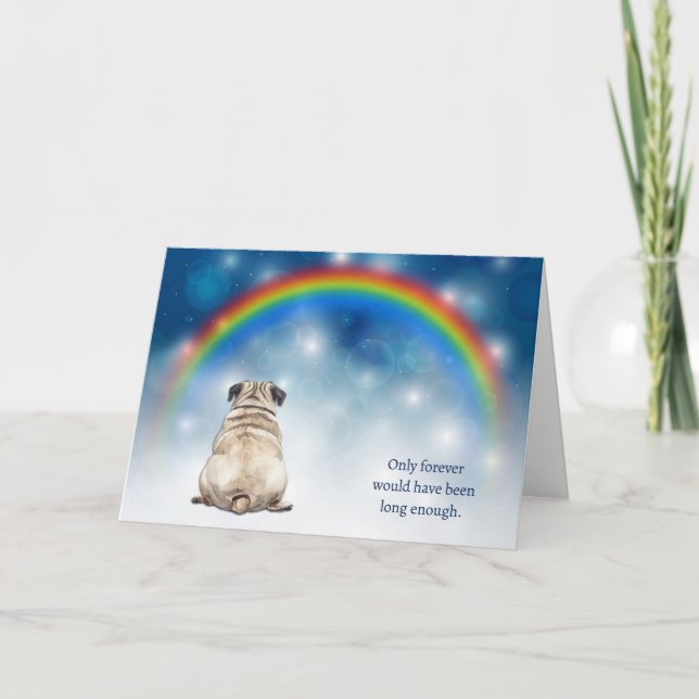 Loss of Pug Dog Night Lights Sympathy Holiday Card (Front)