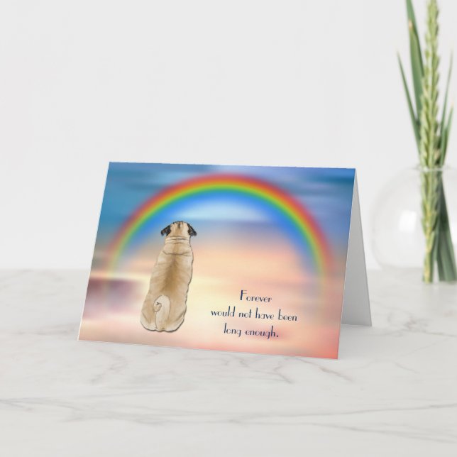 Loss of Pug Rainbow Sympathy Condolence Card (Front)