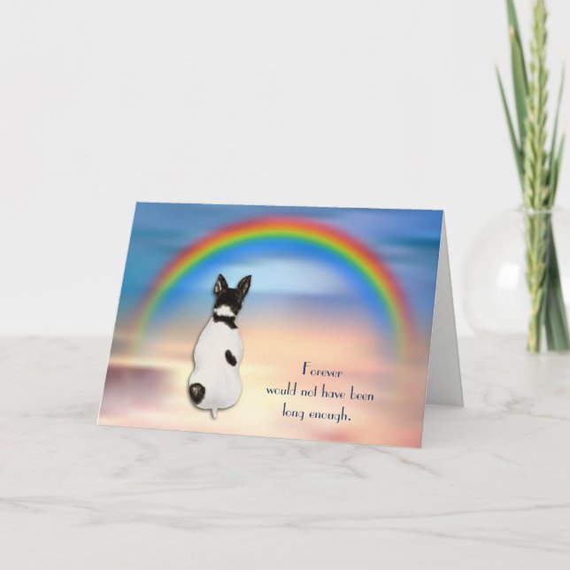 Loss of Rat Terrier Dog Rainbow Sympathy Card (Front)