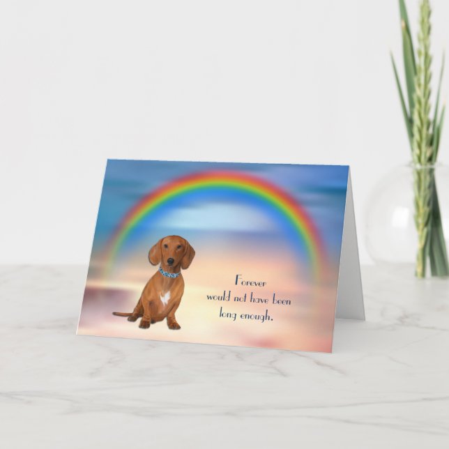 Loss of Red Dachshund Dog Rainbow Sympathy Card (Front)