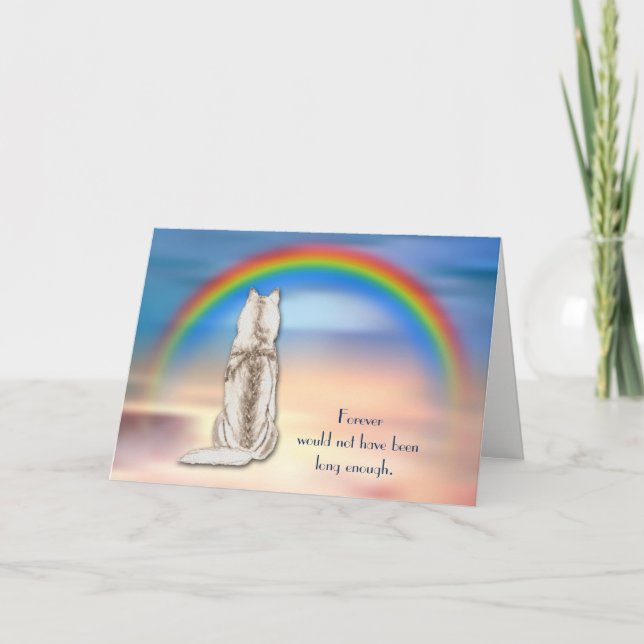 Loss of Red Siberian Husky Rainbow Sympathy Card (Front)