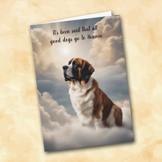Loss of St Bernard Dog Heaven Sympathy Holiday Card (Creator Uploaded)
