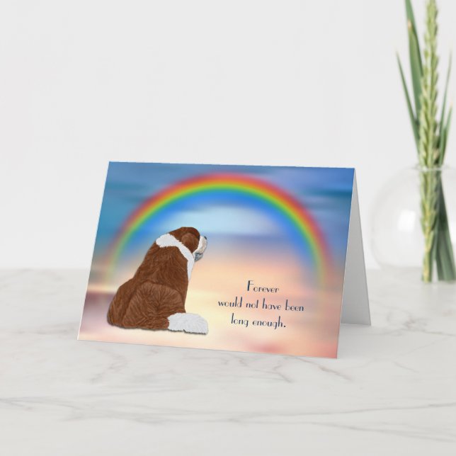Loss of St Bernard Dog Rainbow Sympathy Card (Front)