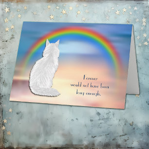 Loss of White Cat Rainbow Sympathy Card