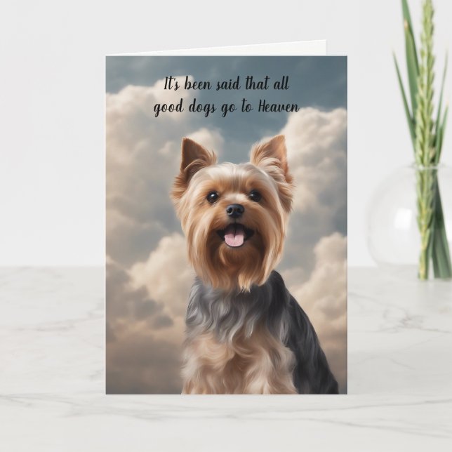 Loss of Yorkshire Terrier Dog Heaven Sympathy Holiday Card (Front)