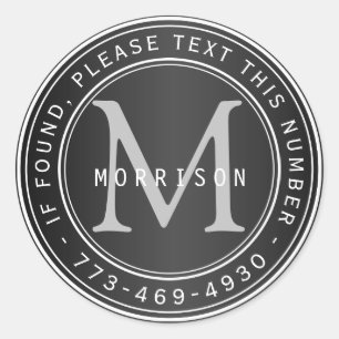 Lost and Found Monogram in Black Classic Round Sticker