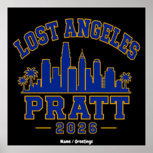 Lost Angeles Pratt 2026 Skyline Varsity Retro Blue Poster