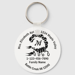 Lost Black Scorpion Monogram Family Home Address Keychain