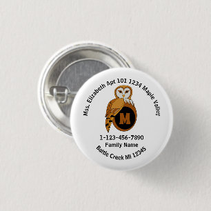 Lost British Barn Owl Family Home Address 1 Inch Round Button