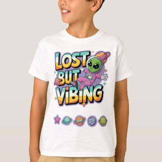 Lost But Vibing - Quirky Alien Astronaut T-Shirt