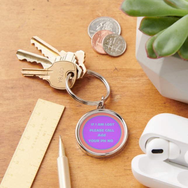 Lost Car Keys or Pet with Phone Number   Keychain (Desk)