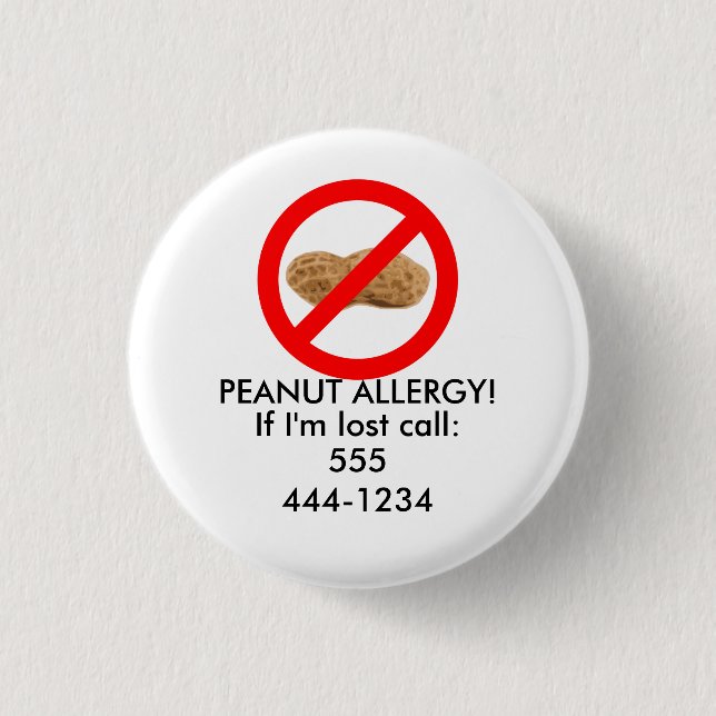 Lost Child ID with Peanut Allergy 1 Inch Round Button (Front)