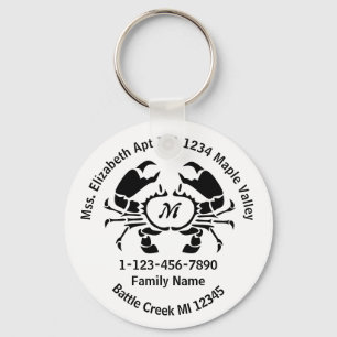 Lost Crab Monogram Family Home Address Keychain
